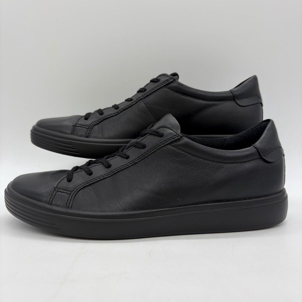 ECCO Womens 40 (US 9-9.5) Shoes Soft 7 Black Leather Lace-Up Low-Top Sneakers